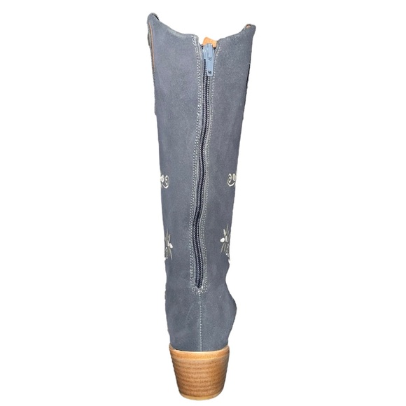 Agave Sky Jasmine Cowgirl Blue Grey w/Cream Stitch Mid-Calf Suede Boot Size 8.5 - Picture 7 of 16